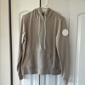 Canada Goose Huron Hoody Limestone Beige Hoodie with White Rubber Logo Patch M